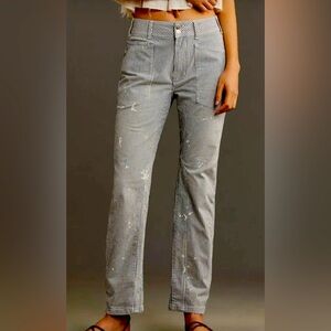 Anthropologie The Wanderer Mid-Rise Pants Stripes & Splatters by Pilcrow size 25